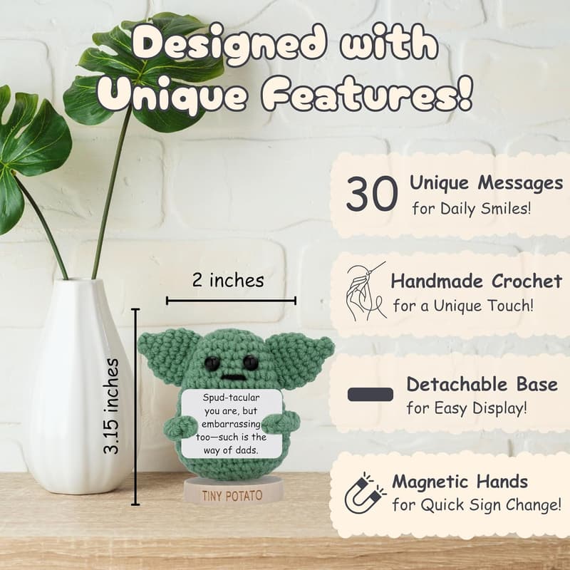 Fathers Day Handmade Baby Yoda Crochet Gift for Dad