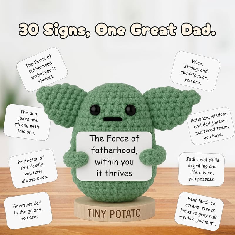 Fathers Day Handmade Baby Yoda Crochet Gift for Dad