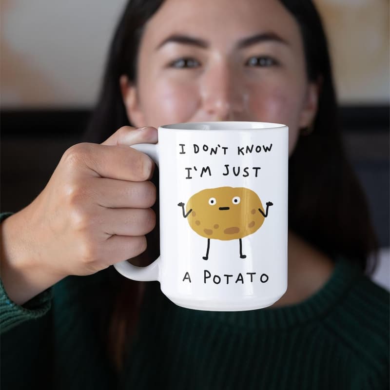 Humorous Potato Coffee Mug - 15oz Ceramic Gift for Gamers