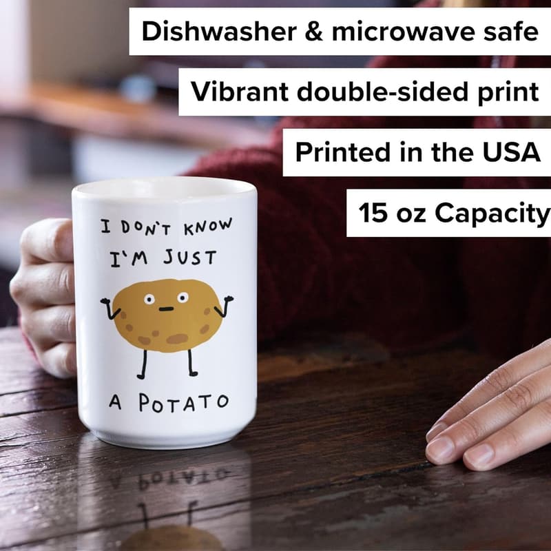 Humorous Potato Coffee Mug - 15oz Ceramic Gift for Gamers