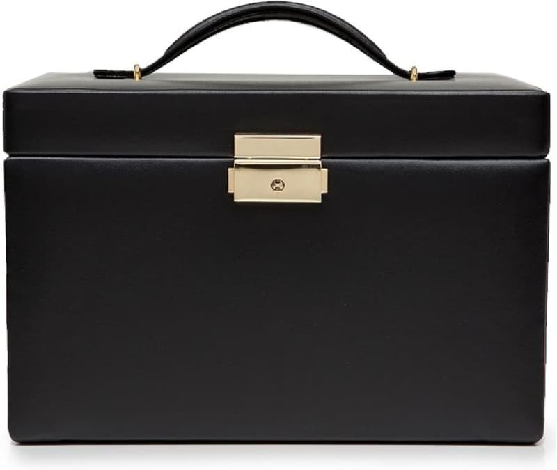 WOLF Heritage Jewelry Box - Black, 10 Compartments & Travel Case