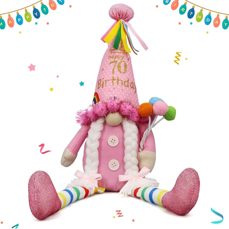 Funny Gnome Birthday Gifts for Women - 70th Birthday Decor