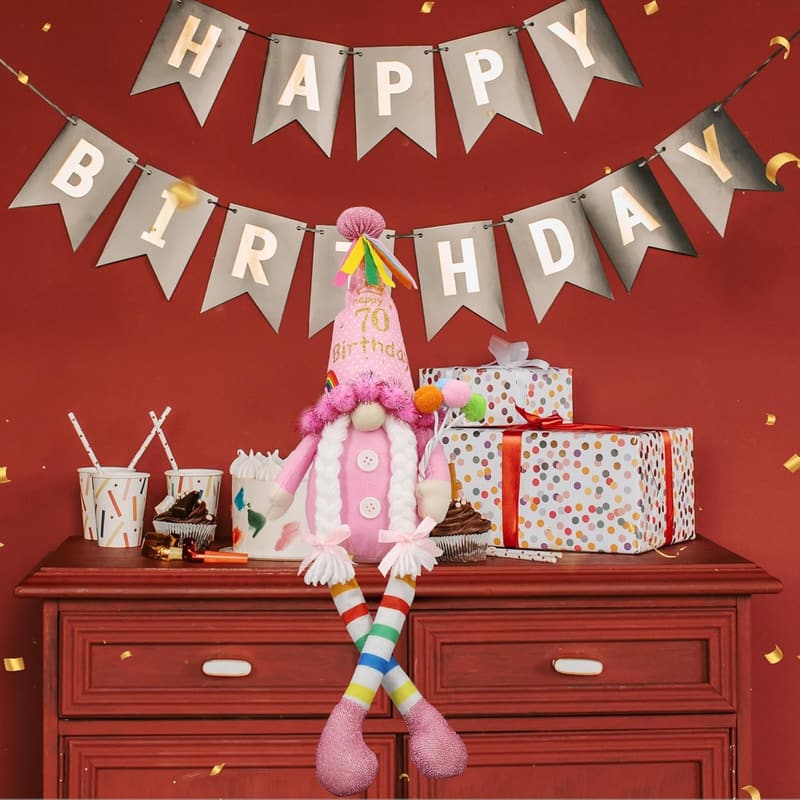 Funny Gnome Birthday Gifts for Women - 70th Birthday Decor