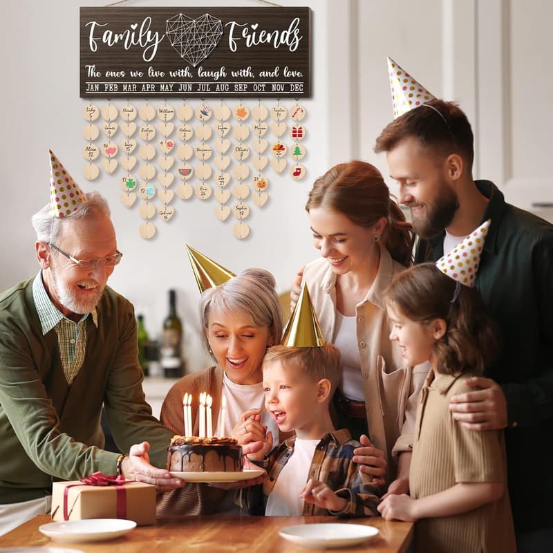 Birthday Reminder Calendar Board for Mom with 120 Tags
