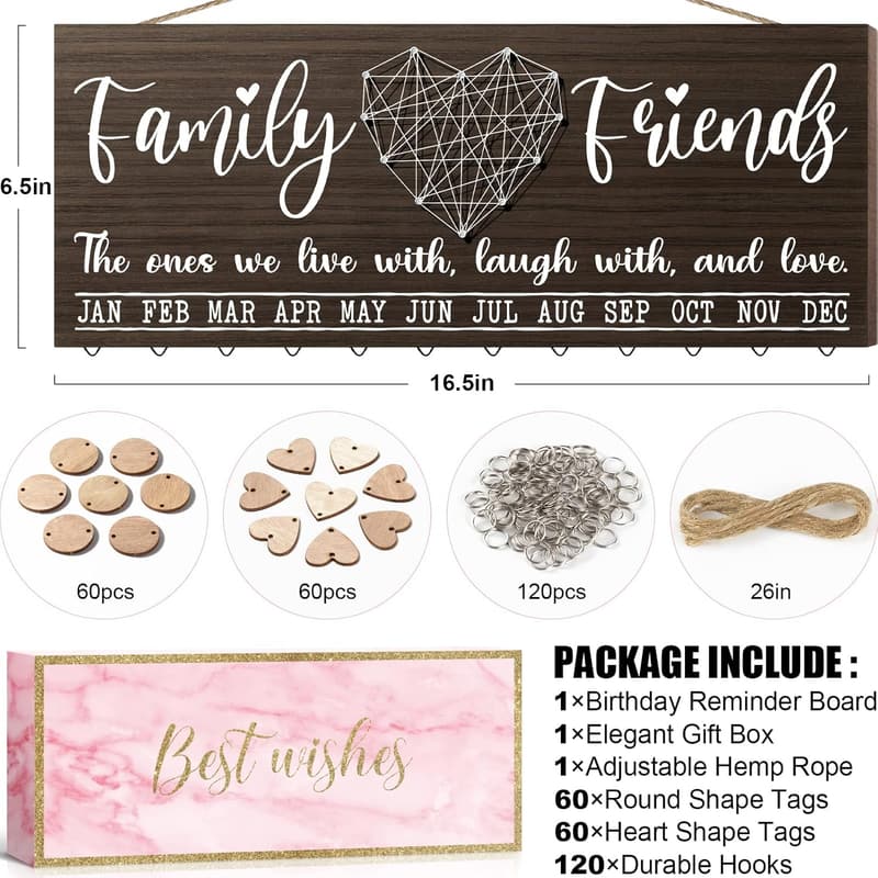 Birthday Reminder Calendar Board for Mom with 120 Tags