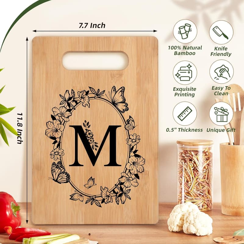 Monogrammed Bamboo Cutting Board for Women’s Birthday
