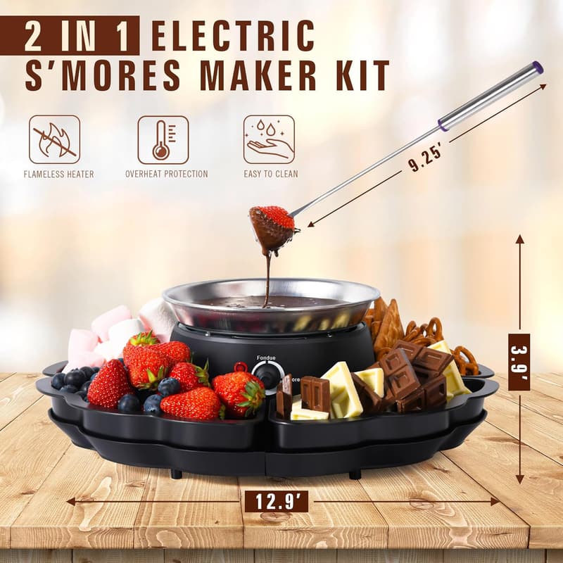 Indoor S'mores Maker & Fondue Set with Temp Control
