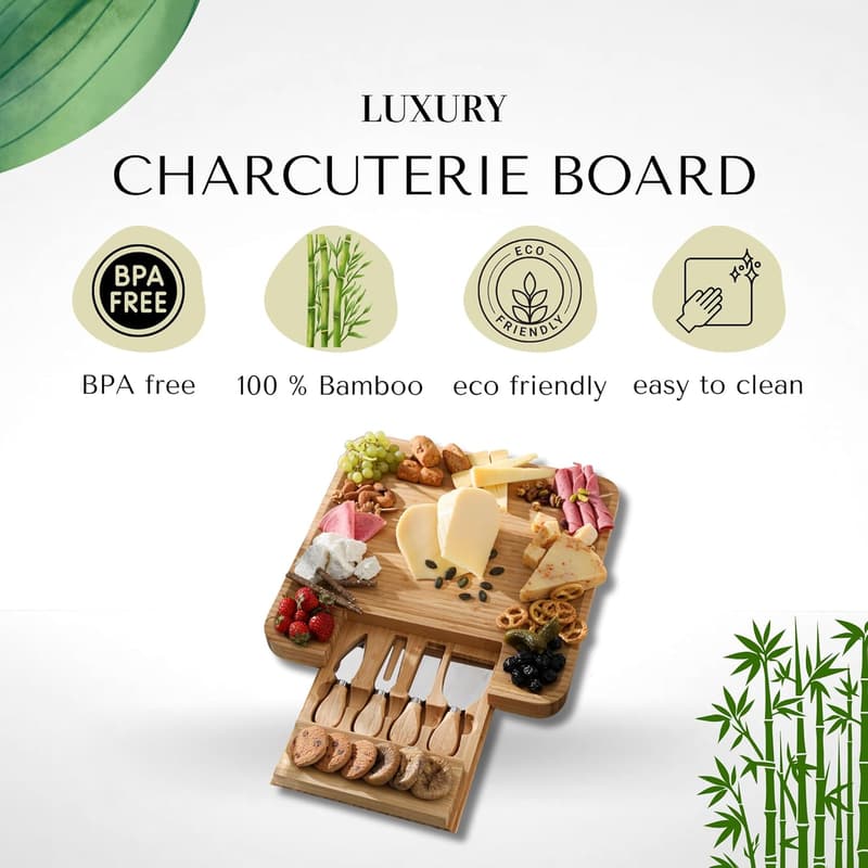 Custom Engraved Charcuterie Board Gift Set for Couples