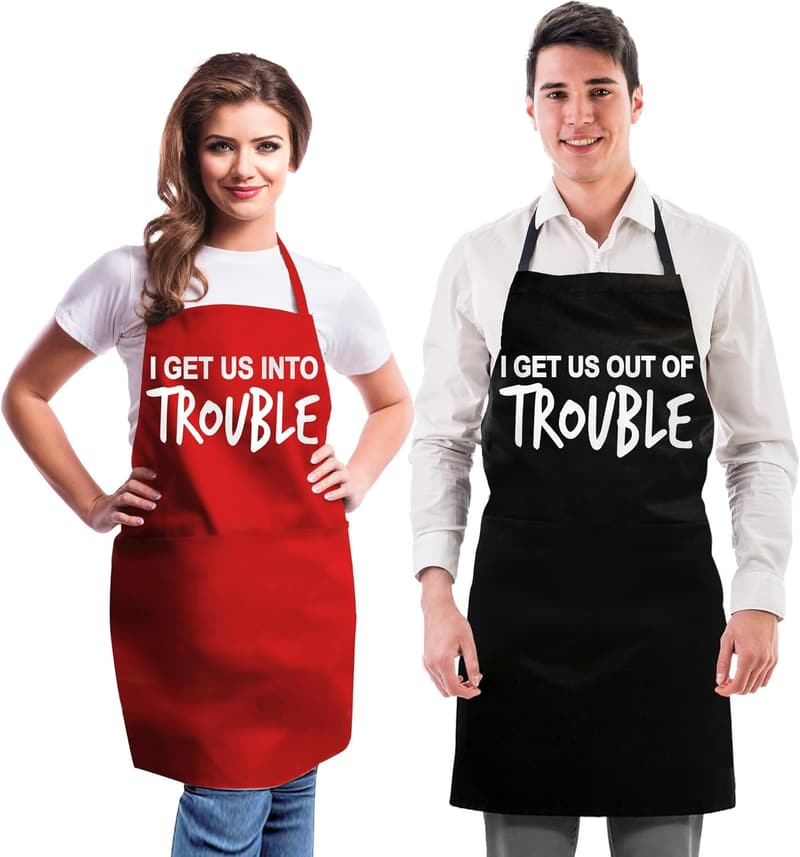 Couple Aprons - Funny Cooking Set for Weddings & Birthdays