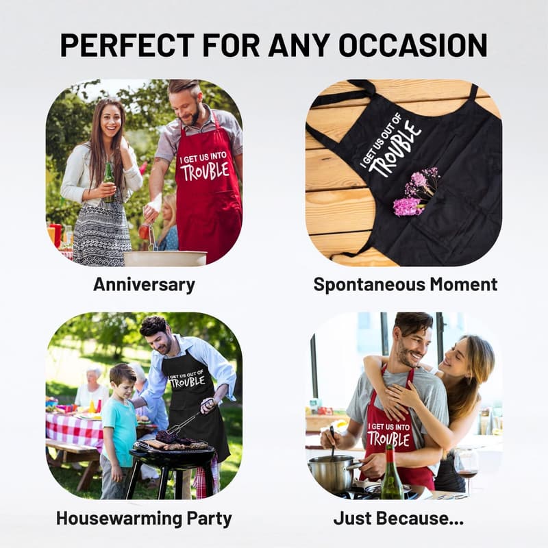 Couple Aprons - Funny Cooking Set for Weddings & Birthdays