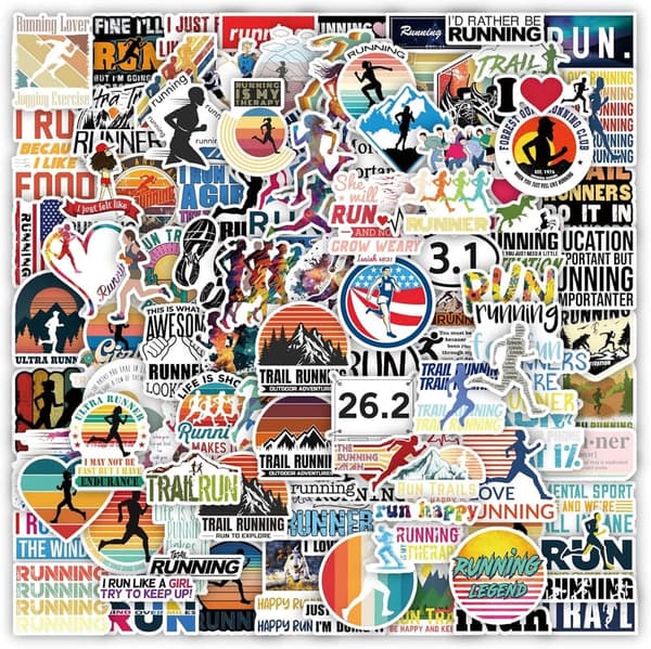 Running Stickers Pack - 110pcs Waterproof Vinyl Stickers for Runners