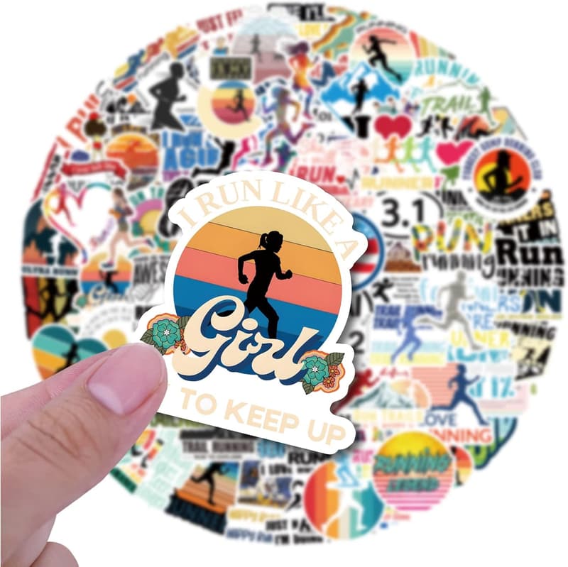 Running Stickers Pack - 110pcs Waterproof Vinyl Stickers for Runners