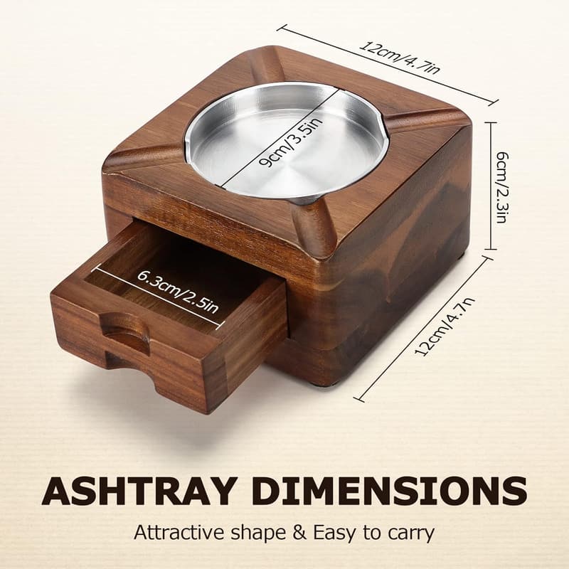Personalized Wooden Ashtray with Cigar Drawer for Men