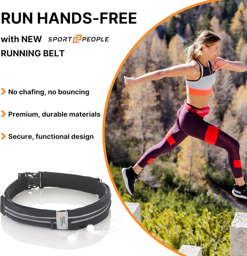 Waterproof Running Belt with Reflective 2-Pocket Design