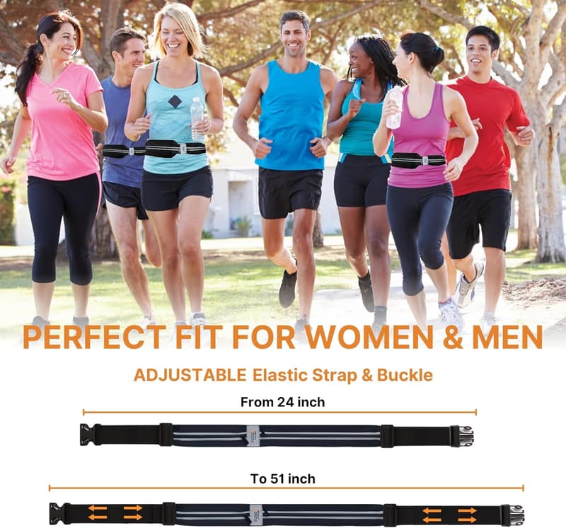 Waterproof Running Belt with Reflective 2-Pocket Design