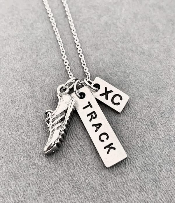 Running Necklace with Pewter Shoe Charm on 18