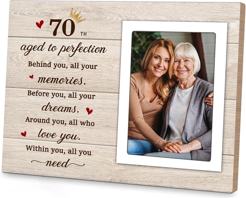 70th Birthday Wooden Picture Frame for Him/Her