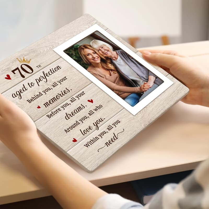 70th Birthday Wooden Picture Frame for Him/Her