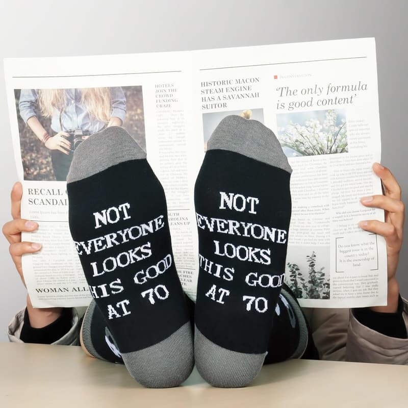 Men's Birthday Gift: Black Crew Cotton Socks (30th-70th)