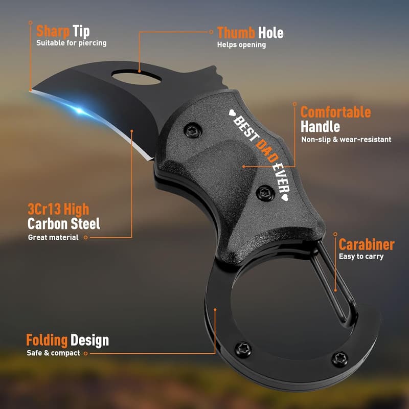 Father's Day Keychain Pocket Knife for Dad and Grandpa