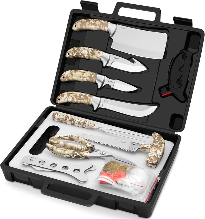 15-Piece Hunting Knife Set - Portable Game Processing Kit for Men