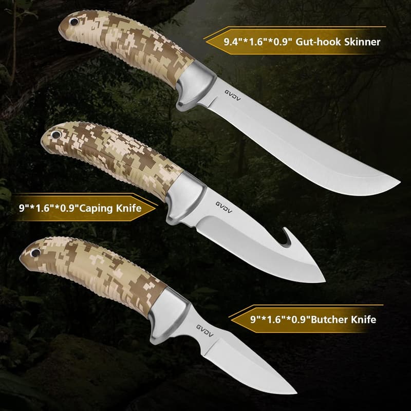 15-Piece Hunting Knife Set - Portable Game Processing Kit for Men