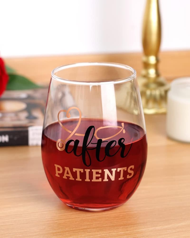 Medical Workers Drinking Set - 11 oz Mug & 18 oz Wine Glass, Rose Gold