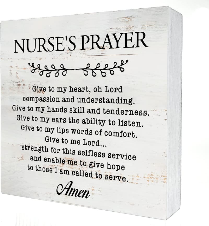 Nurse's Prayer Rustic Wood Box Sign for Home Decor