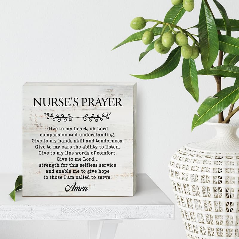 Nurse's Prayer Rustic Wood Box Sign for Home Decor