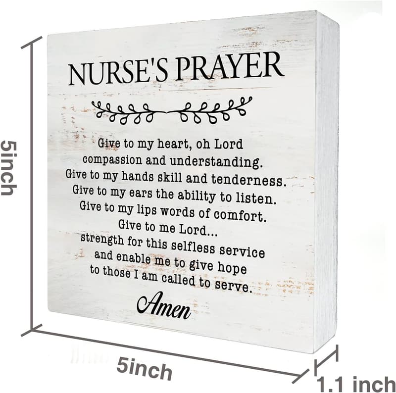 Nurse's Prayer Rustic Wood Box Sign for Home Decor