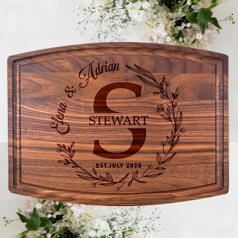 Personalized Engraved Wood Cutting Board for Couples