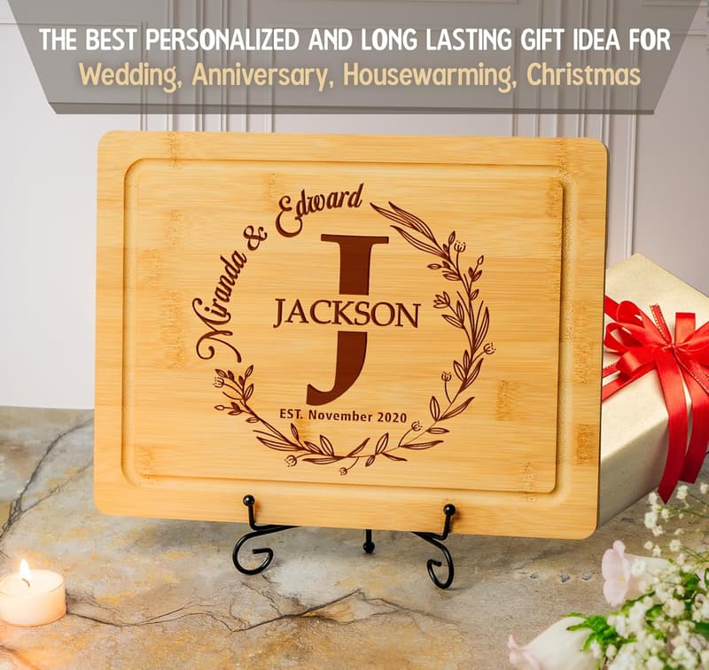 Personalized Engraved Wood Cutting Board for Couples