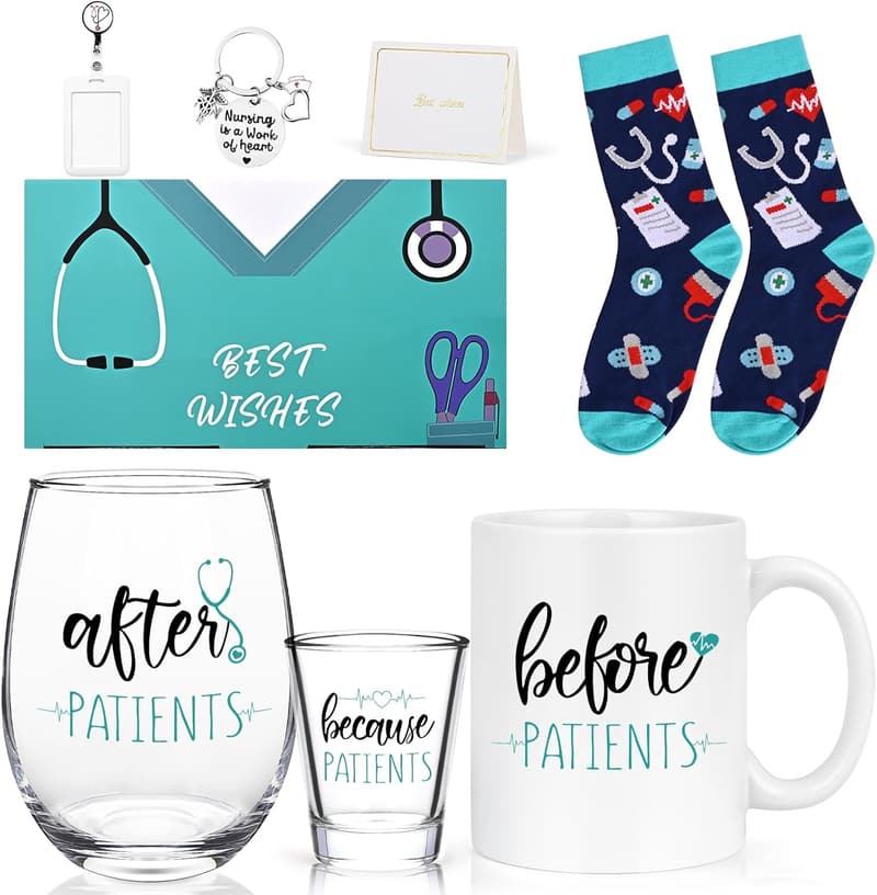Nurse Gifts Set: 11oz Coffee Mug & 17oz Wine Glass