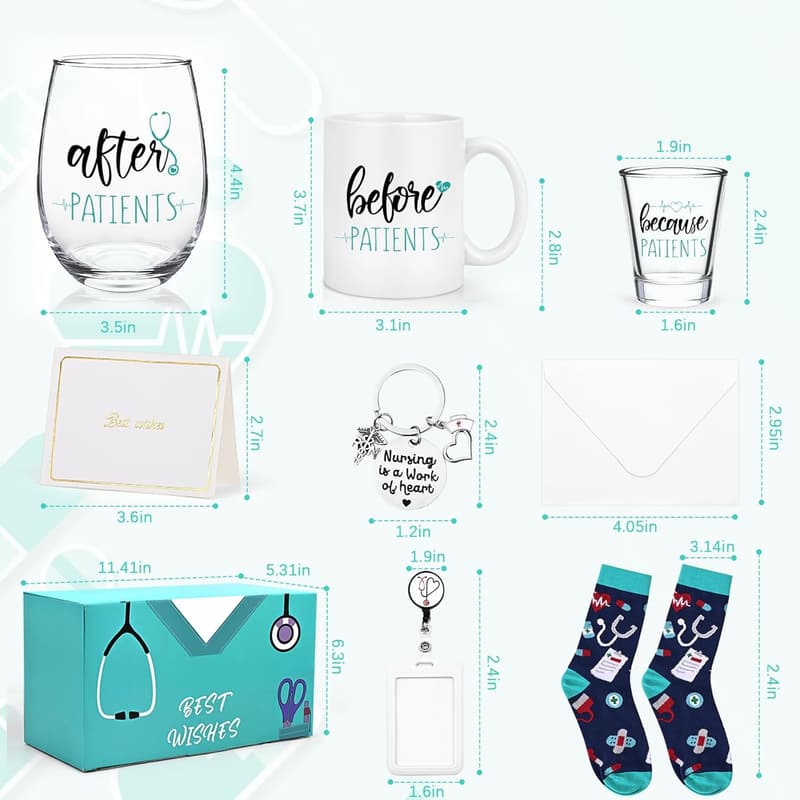 Nurse Gifts Set: 11oz Coffee Mug & 17oz Wine Glass
