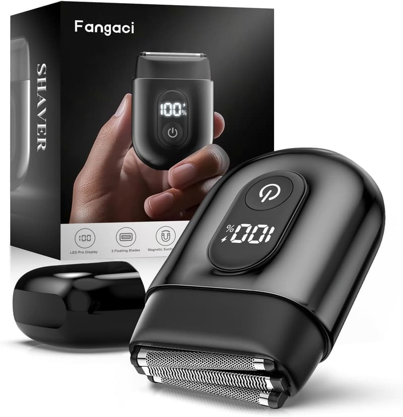 Men's Mini Electric Foil Shaver with LED Display & Waterproof Design