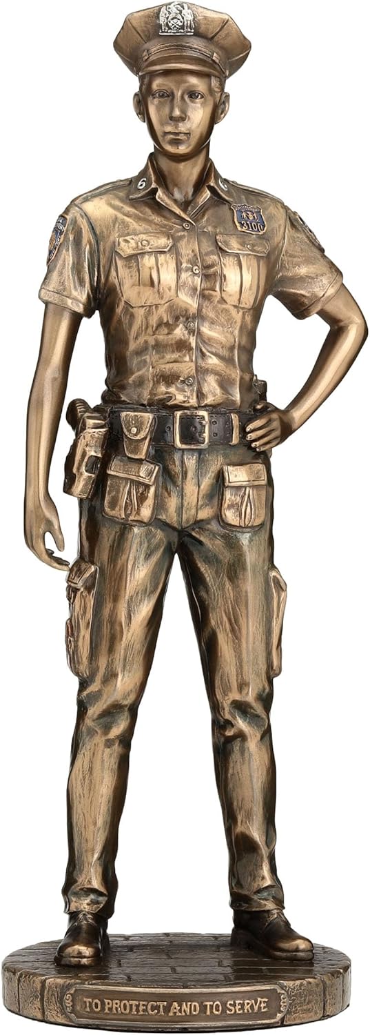 Police Officer Tribute Statue - 11.5 Inch Cold Cast Resin