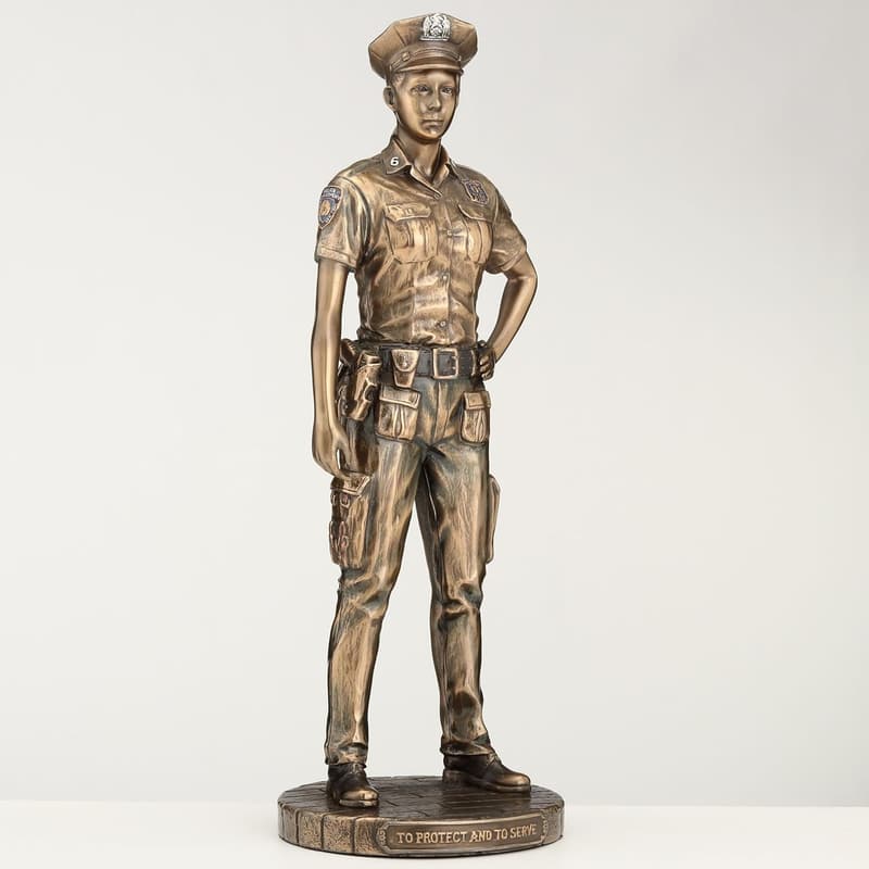 Police Officer Tribute Statue - 11.5 Inch Cold Cast Resin