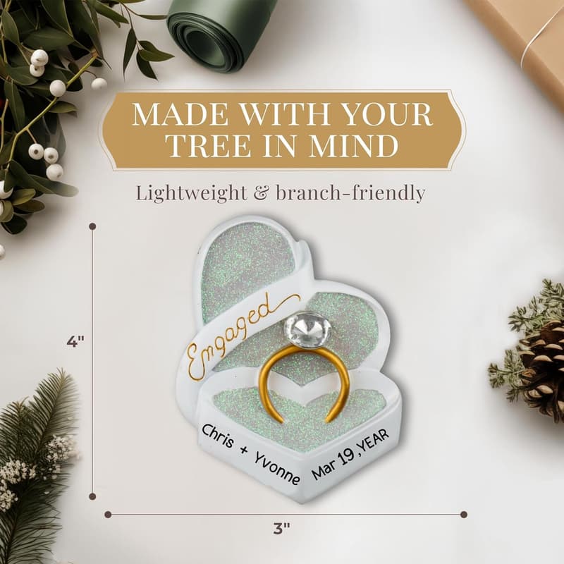 Personalized Engagement Ornament 2025 | Custom Laser Engraved Gift