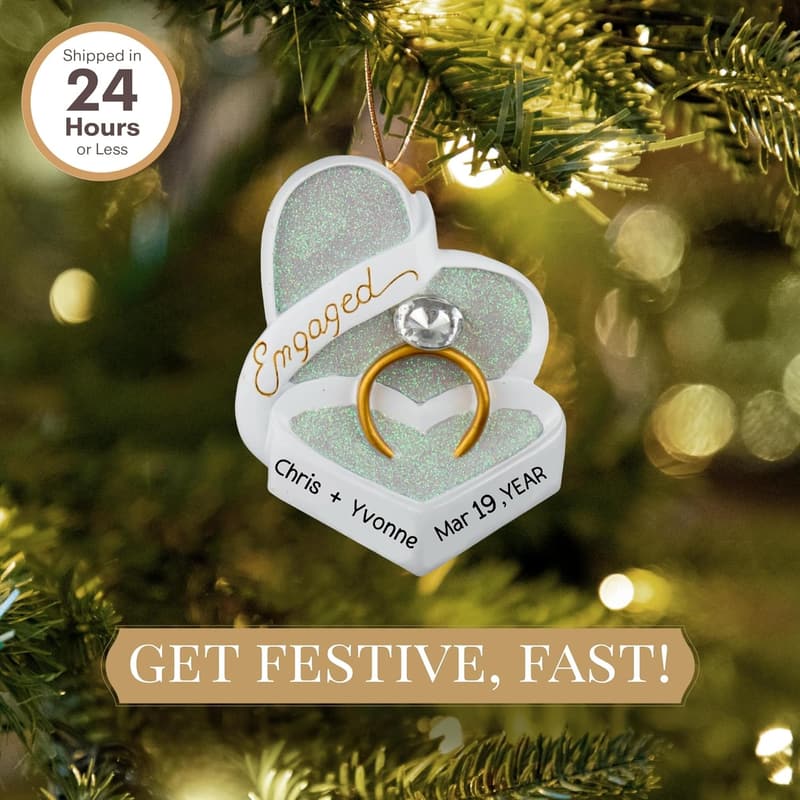 Personalized Engagement Ornament 2025 | Custom Laser Engraved Gift