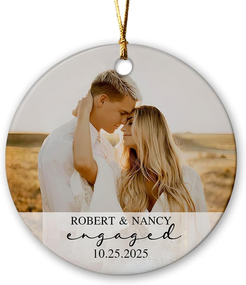 Personalized Engagement Photo Ornament for Couples 2025