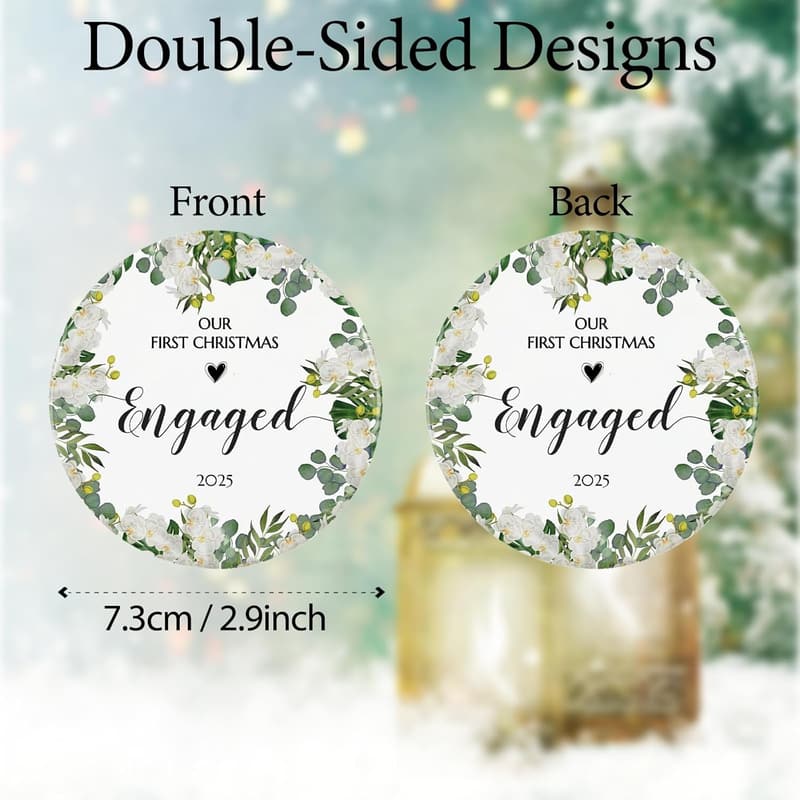 2025 Engagement Ornament - Ceramic Holiday Keepsake for Couples