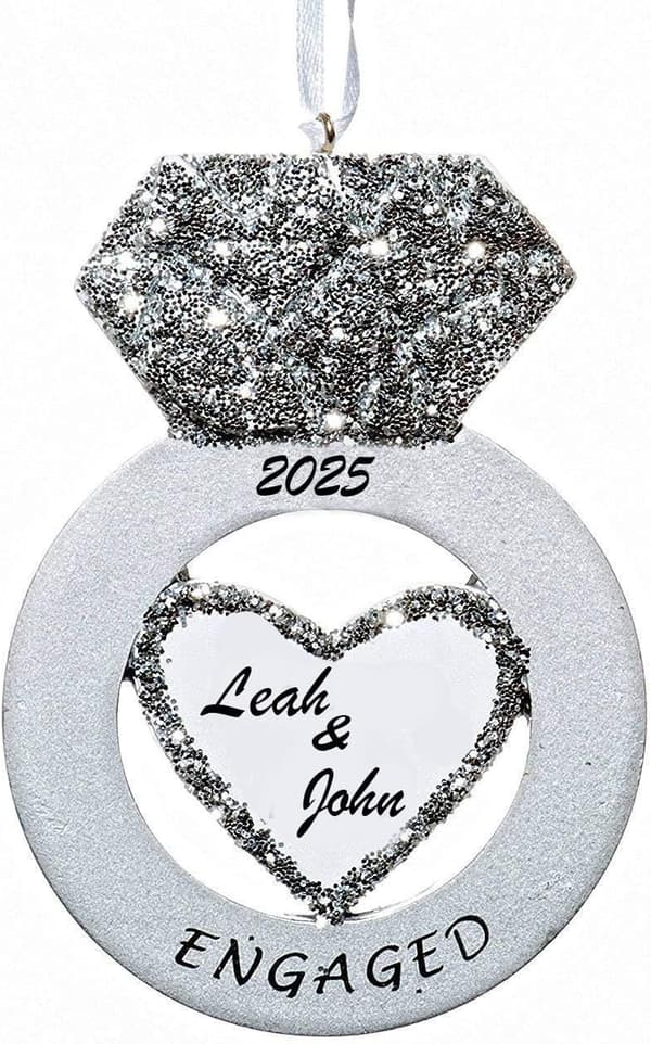 Personalized Engagement Ring Ornament for Couples