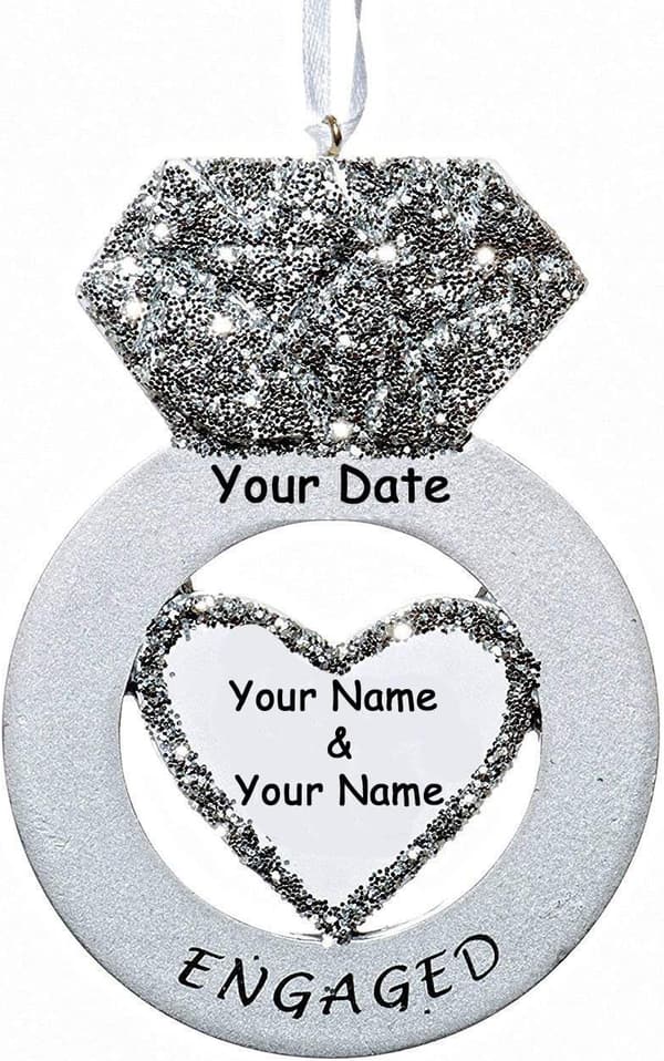 Personalized Engagement Ring Ornament for Couples