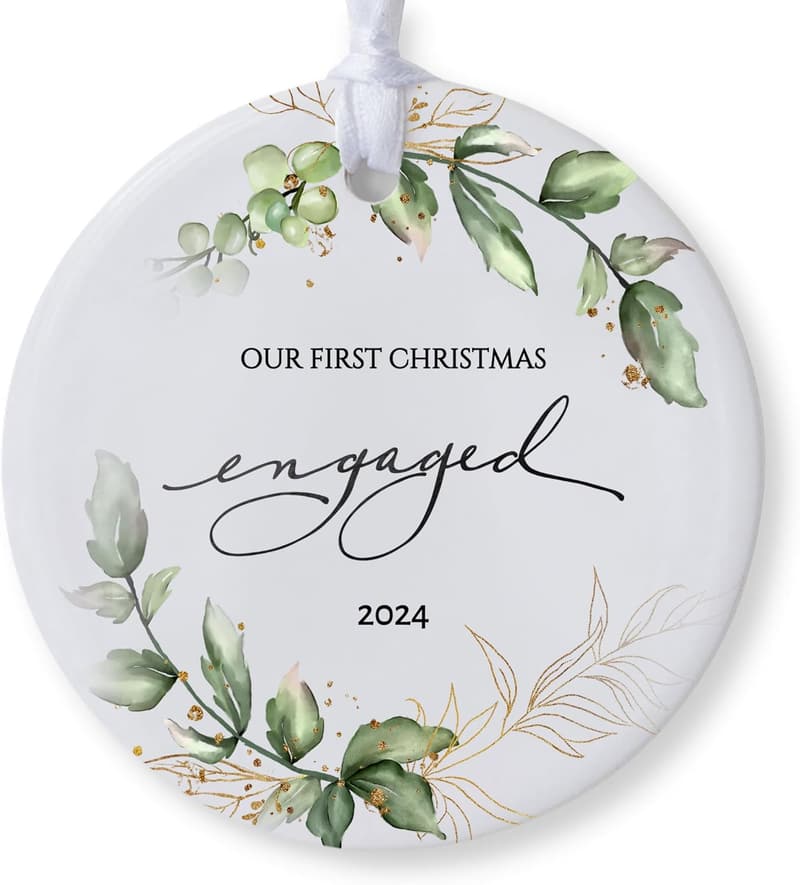 Engagement Gift: Floral Design Christmas Ornament