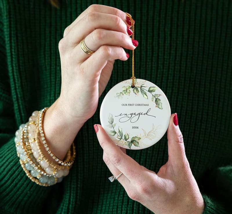 Engagement Gift: Floral Design Christmas Ornament