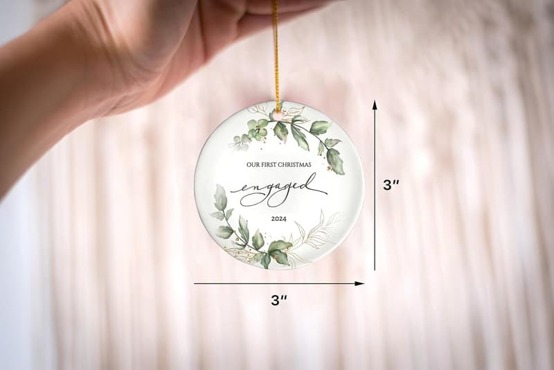 Engagement Gift: Floral Design Christmas Ornament