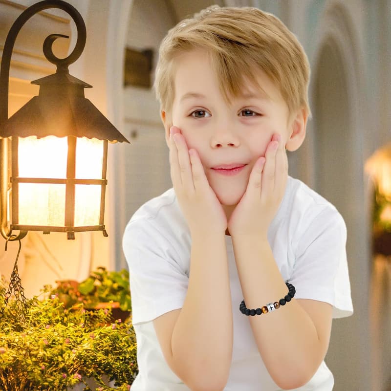 First Communion Cross Bracelet for Boys with Card