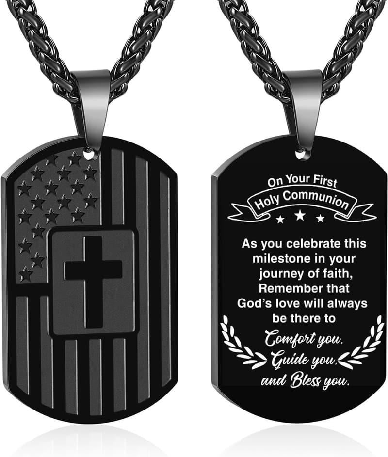 Christian Dog Tag Necklace for Men - Graduation & Father's Day Gift