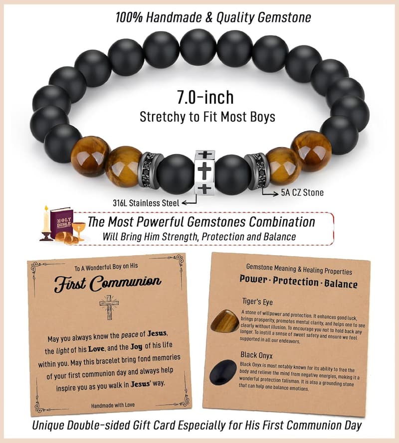 Christian Cross Bracelet for Men & Boys - Graduation Gift
