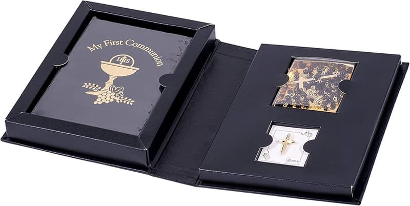 First Communion Black & Gold Book and Accessory Set for Boys